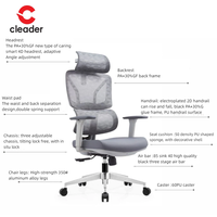 Fauteuil de bureau pivotant de style moderne avec base inclinable et accoudoirs réglables en hauteur, chaise de bureau ergonomique en maille réglable