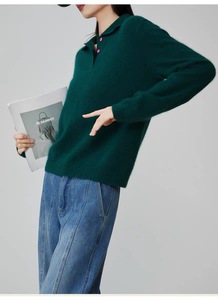 Custom OEM <strong>Women's</strong> Knit Sweater Pullover Casual Knitwear Long Sleeve <strong>Jumper</strong> <strong>Polo</strong> <strong>Neck</strong> Embroidery Designer Sweater for <strong>Women</strong> - Product Image 3
