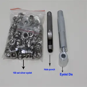 Hollow Rivets Silver Eyelet And Eyelet Punch Die Tool Set For Belt Buckle Clothing Decoration Buckle Hollow Rivet Eye Button