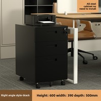 Meuble de rangement de bureau mobile Yazhi en acier, style moderne et minimaliste, avec 3 tiroirs et roulettes verrouillables