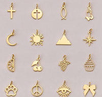 Pendentifs personnalisés Jietao en acier inoxydable plaqué or 14K PVD, 156 modèles : Croix, Soleil, Lune, Patte, Mauvais œil, Fruit, Nœud, pour collier et bracelet