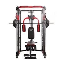 Station de musculation multifonctionnelle tout-en-un en acier inoxydable pour usage domestique, avec Smith Machine, Crossover à câbles et Power Rack, gain de place
