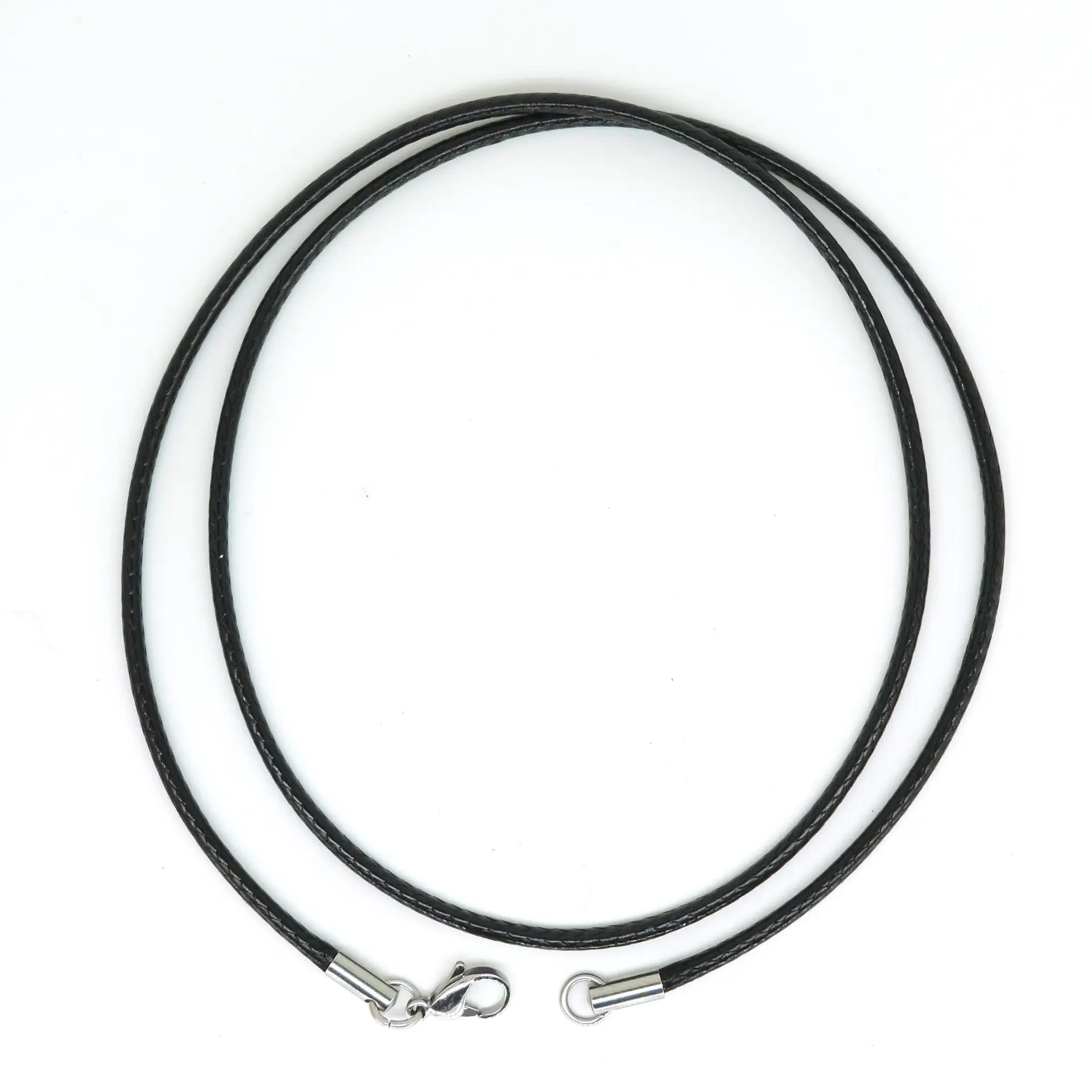 Custom Korea Cotton Cord Necklace Chain 1.5 2mm Braided Waxed Cotton Cord Chain Leather Cord Rope Necklace