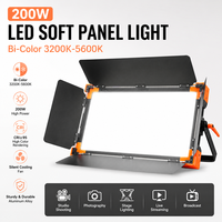 Lumière vidéo LED bicolore 200W pour studio, 3200K 5600K CRI 97, sans ventilateur, DMX512, batterie V-Mount, photographie, streaming en direct, aluminium