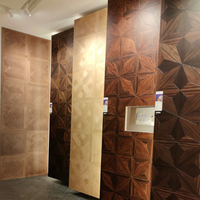 Parquet contrecollé moderne multicolore à motifs variés en chêne, noyer noir et teck, compatible chauffage par le sol, pour salon et villa