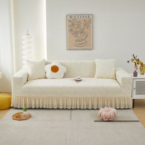 Jupe en velours jacquard universelle toutes saisons, anti-poussière, <span class=keywords><strong>housse</strong></span> de canapé intégrée tout compris - Product Image 3