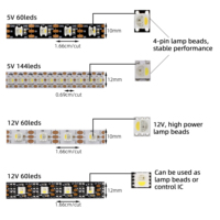 Bande LED adressable personnalisée avec télécommande USB 60D 144D 5050RGBW Multicolore SK6812/SK6805 5V/12V/24V pour aménagement paysager