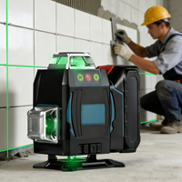 Niveau laser industriel 4D à 360 degrés, 16 lignes, faisceau croisé vert, largeur de ligne 1-2 mm, alimenté par batterie au lithium, électronique