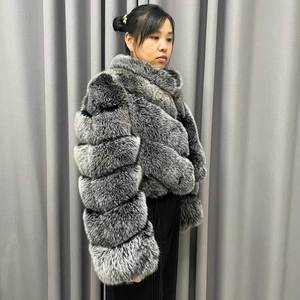 Nuovo Stile Invernale Moda Casual Traspirante Fodera in Cotone Fodera in Seta Cappotti Corti in Pelliccia Scollo a V Collo Alto Vera Pelliccia di Volpe per Signore - Product Image 5