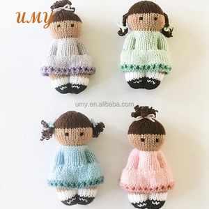 Poupée de couchage en coton tricoté doux pour bébé, jouets de coucher pour enfant en bas âge, tricot personnalisé, jouet tricoté en peluche pour fille - Product Image 4