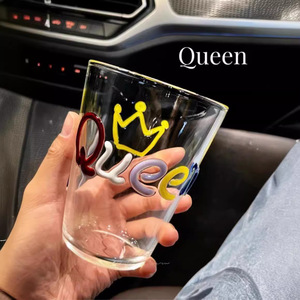 Taza de vidrio de borosilicato hecho a mano, diseño creativo de letras de Color Miss <span class=keywords><strong>Graffiti</strong></span> para agua, tazas de leche para amantes del <span class=keywords><strong>café</strong></span> para fiestas - Product Image 1
