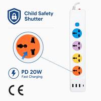 Cable de Extensión con Enchufe Europeo de 10 A y 250 V, 4 Tomas de Corriente, Regleta de Alimentación Universal con Indicador de Encendido/Apagado para el Hogar y la Oficina