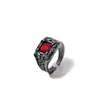 Vente en gros Hip Hop Cool Game Dark Souls Bague pour homme Mode européenne américaine Style rétro Noir Bleu Rouge Bague en pierre précieuse pour homme