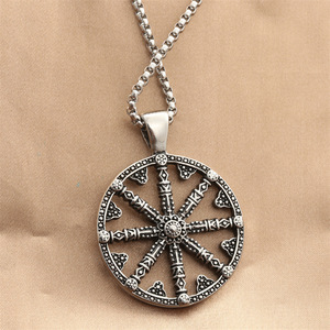 European American Style <b>Titanium</b> Steel Ritual Disc Pendant Geometric Men's Necklace Everyday Wear - Product Image 2