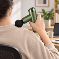 Pistolet de massage sans fil vert avec 4 vitesses, 4 têtes, écran LED et minuterie de 20 minutes pour la récupération sportive et la remise en forme