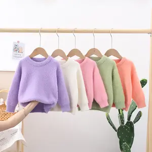 Ivy83359A Trẻ Em Mink Len Áo Len 2021 Mùa Thu Mùa Đông Fancy Thiết Kế Dệt Kim Áo Thun Bé Hợp Thời Trang Giáng Sinh Áo Len