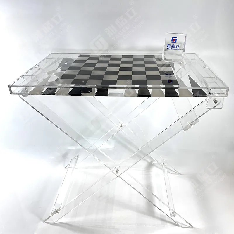 Yageli China supplier wholesale custom clear transparent folding acrylic chess board game table for home decoration