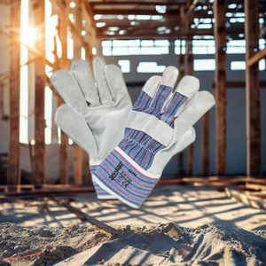 Gants de travail en cuir de vachette fendu XL à usage intensif personnalisés Gants de gréement de sécurité antidérapants et anti-coupures pour la construction et la protection du travail - Product Image 5