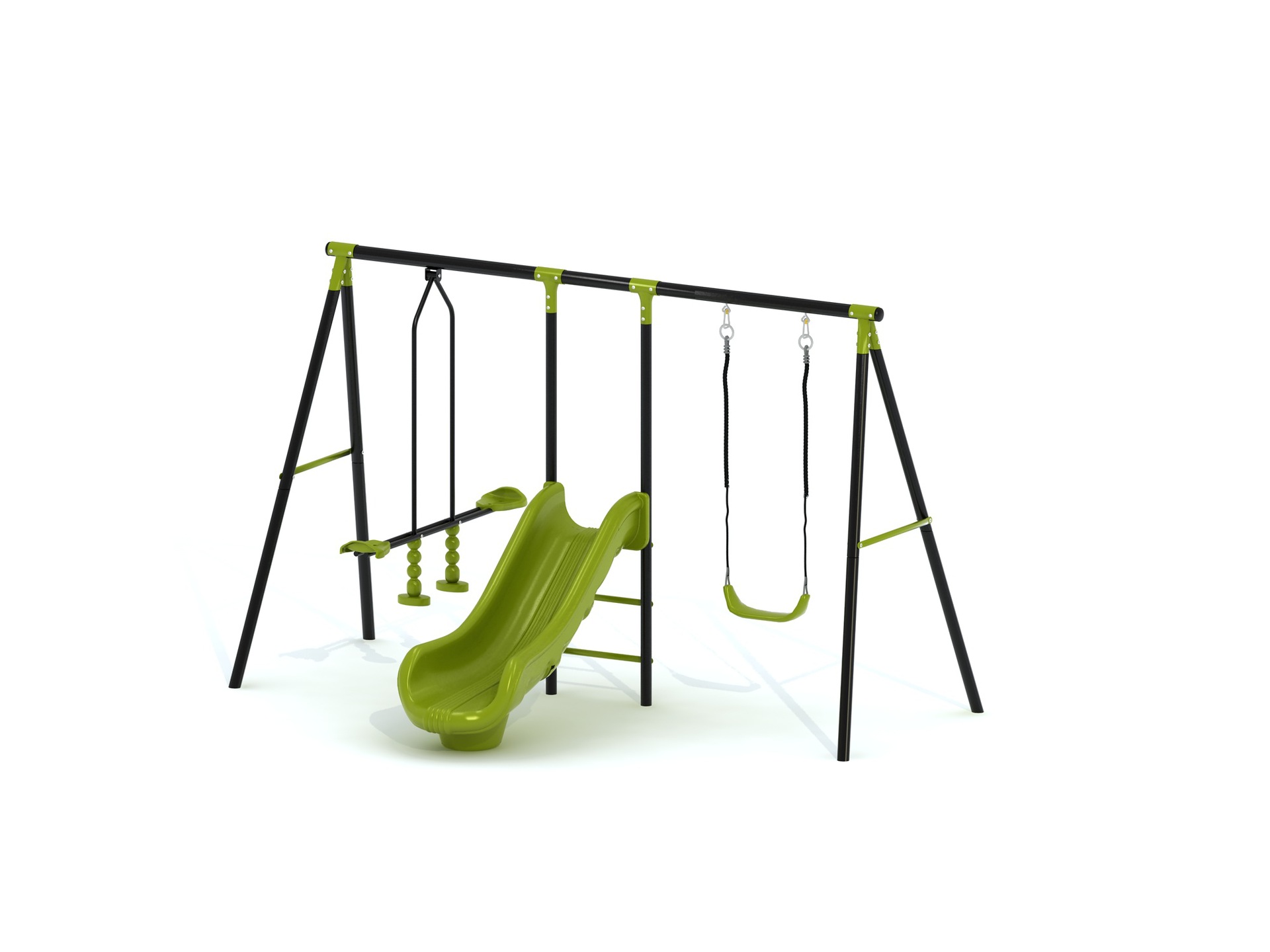 green swing and slide set