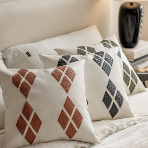 Geometric Diamond PU Pillow <strong>Cover</strong> Modern Splicing Minimalist Style Sofa Pillows <strong>Cushions</strong> <strong>Cover</strong> <strong>Without</strong> Core - Product Image 1
