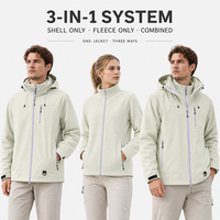 LOVE NATURE Veste polaire unisexe adulte 3-en-1 détachable coupe-vent résistante à l'eau pour la randonnée et le camping