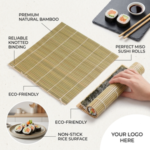 Esterilla de Bambú Natural Premium para Enrollar <span class=keywords><strong>Sushi</strong></span>, Antiadherente, Ecológica, Profesional, para Preparar <span class=keywords><strong>Sushi</strong></span> en Casa - Product Image 1