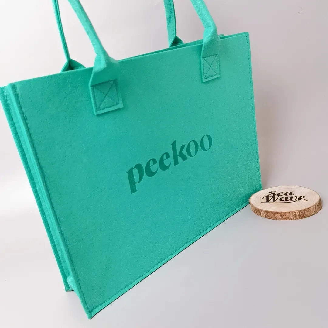 Personalizado feltro bolsa sacola grande capacidade portátil proteção ambiental compras all-match bag presente shopping bag