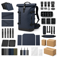Sac à dos étanche pour appareil photo avec fermeture roll-top, bleu marine, sac étanche pour appareil photo reflex numérique avec ceinture de taille et chaîne de sécurité pour le cyclisme et la photographie en extérieur