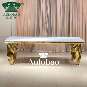 Personalizado más popular MDF superior restaurante de acero inoxidable oro mesa de boda de lujo - Product Image 2