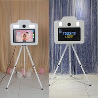 Tripod Photo Booth Tanpa Alat, Pemasangan Cepat, Struktur Aluminium Tebal Satu Bagian, Kotak Photo Booth Layar Sentuh untuk Sewa Acara