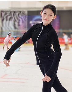 LA CICOGNA Costume d'entraînement de salle de bal adulte femmes velours chaud haute élastique automne hiver couture latérale perceuse manteau <span class=keywords><strong>veste</strong></span> - Product Image 2