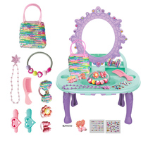 Ensemble de coiffeuse pour tout-petits Princesse avec sèche-cheveux jouet, miroir et maquillage, table de maquillage en plastique pour filles