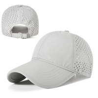 Casquettes de baseball personnalisées en nylon vierges à 6 panneaux, imperméables, avec boucle coulissante, dos extensible en maille perforée au laser