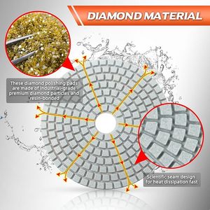 Tampons de Polissage Diamant 10 cm 4 Pouces Humide/Sec, Disques à Polir et Meuler Durables pour Granit, Béton, Marbre - OEM - Product Image 6