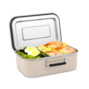 Large Capacity Stainless Steel Lunch Box with Double Wall Lock Cover Dishwasher Safe for Freshness Preservation for Kids Adults