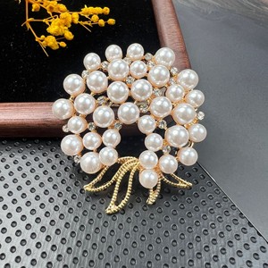 卸売ヴィンテージクリスタルアクリルビーズメタルブローチピンラインストーンジュエリーブローチ男性用女性ブローチヒジャーブピンアクセサリー - Product Image 3