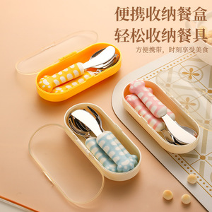 Juego de cubiertos para niños de acero inoxidable 304 con diseño de pata de gato, cuchillo, tenedor y cuchara para bebés, entrenamiento de autoalimentación de 2 a 4 años - Product Image 2