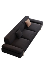 Canapé 3 places vintage italien minimaliste en tissu flottant, design Bauhaus, acier inoxydable, mobilier d'hôtel droit