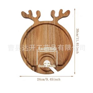 Bandejas de madera navideñas para servir carne, fruta, vino, picnic al aire libre, plato multifuncional para uso doméstico - Product Image 4