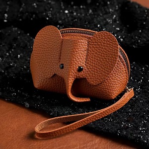 Wholesale Handmade Unisex Fashion Cartoon Cute <strong>Elephant</strong> Mini <strong>Coin</strong> <strong>Purse</strong> Multifunctional PU Leather Wallet Zipper Key Chain - Product Image 2