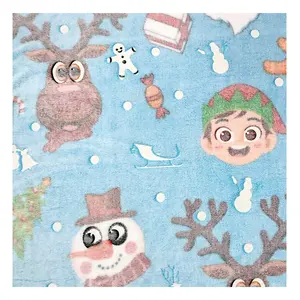 Tùy Chỉnh Dễ Thương Thiết Kế Mềm Mại Ấm Áp Windproof Màu Xanh Snowman Giáng Sinh Lông Cừu Flannel Vải