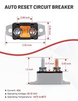 Interruptor de Circuito de Reinicio Automático de 40 Amperios con Cubierta, DC 12V-24V, Aislamiento de Nailon y Tipo de Perno Antioxidante para Automoción