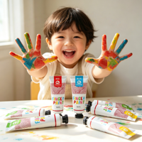 Peinture à doigts lavable en pots de 50 ml en gros pour enfants, non toxique, kit de dessin DIY pour empreintes de mains, fournitures artistiques pour l'école et la maternelle
