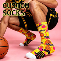 Chaussettes de sport personnalisées avec logo imprimé numériquement à 360° pour le basketball et la course à pied - Matière tricotée en Spandex/Nylon/Coton