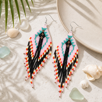 Pendientes Go2boho con Borla de Cuentas de Vidrio Rosa, Pendientes Colgantes Bohemios de Cristal para Fiestas