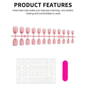 24 <span class=keywords><strong>Uñas</strong></span> <span class=keywords><strong>Postizas</strong></span> Cortas Color Nude Rosa Blanco <span class=keywords><strong>con</strong></span> Diseño <span class=keywords><strong>de</strong></span> Lazo Rojo, Cobertura Completa, Removibles, Reutilizables, <span class=keywords><strong>de</strong></span> Plástico ABS <span class=keywords><strong>de</strong></span> Alta Calidad - Product Image 3