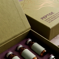 Boîte rigide personnalisée à couvercle vert pour flacons de peptides, 12 flacons, avec insert en mousse, impression offset, carton gris, soins personnels