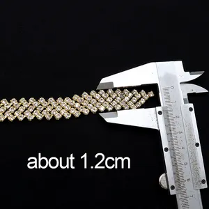 F033 Factory Wholesale Gold Crystal Diamond Tassel Waist Chain Bling Rhinestone Chain Trimming For Shoes Boots Decoration