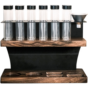 Estante de Almacenamiento de Granos de Café Personalizado al por Mayor, Tubos de Madera de Nogal y Vidrio para Dosis Individuales, Accesorios para Cafetería y Barista - Product Image 2
