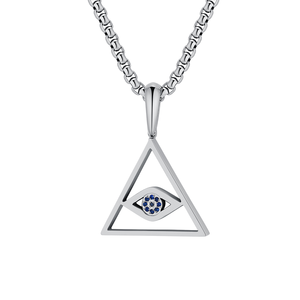 Collier pour homme <span class=keywords><strong>Alin</strong></span> Design en acier inoxydable plaqué or, pendentif croix poli avec pierres et yeux, bijoux en zircon, cadeau - Product Image 1